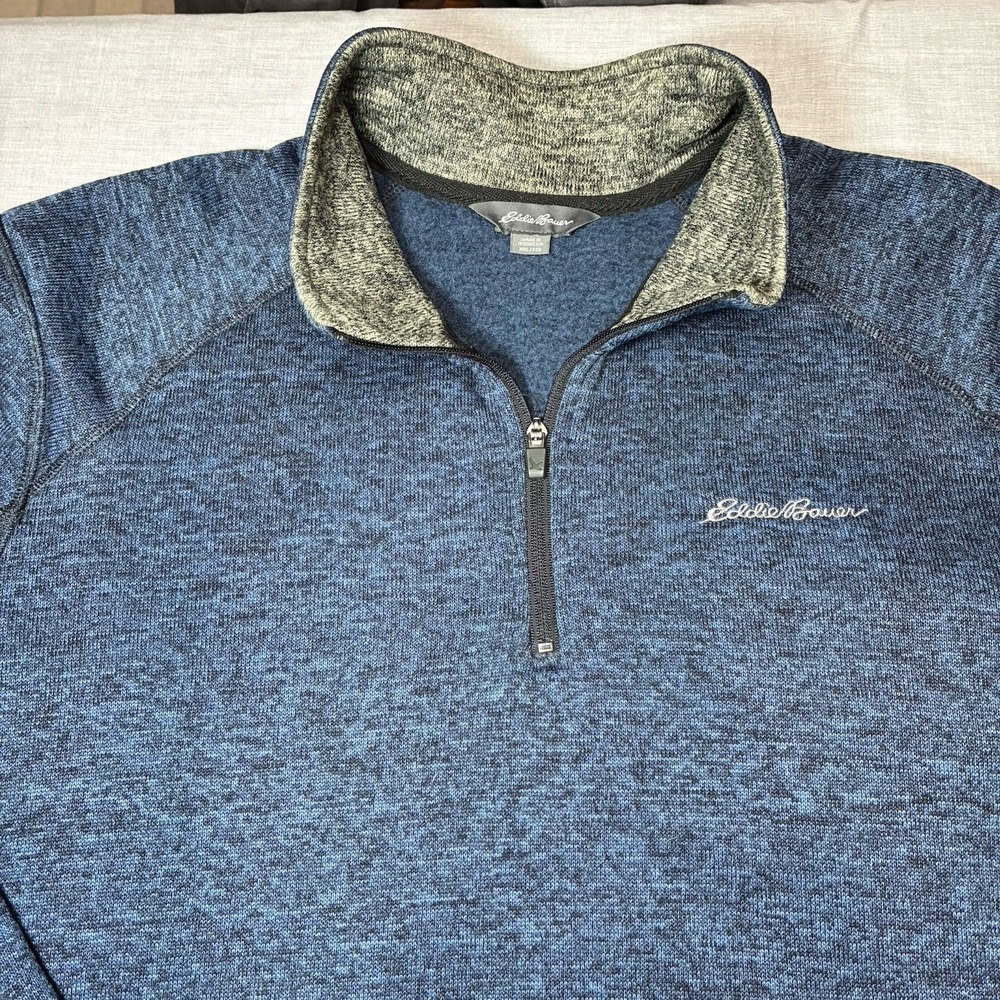 Navy Blue Eddie Bauer Radiator Sweater Fleece Quarter Zip Pullover Size XXL 2XL